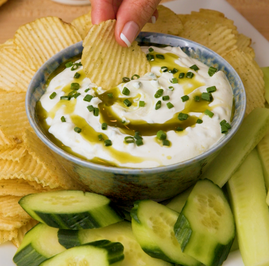 Sour Cream, Chives & Verde Drizzle Dip